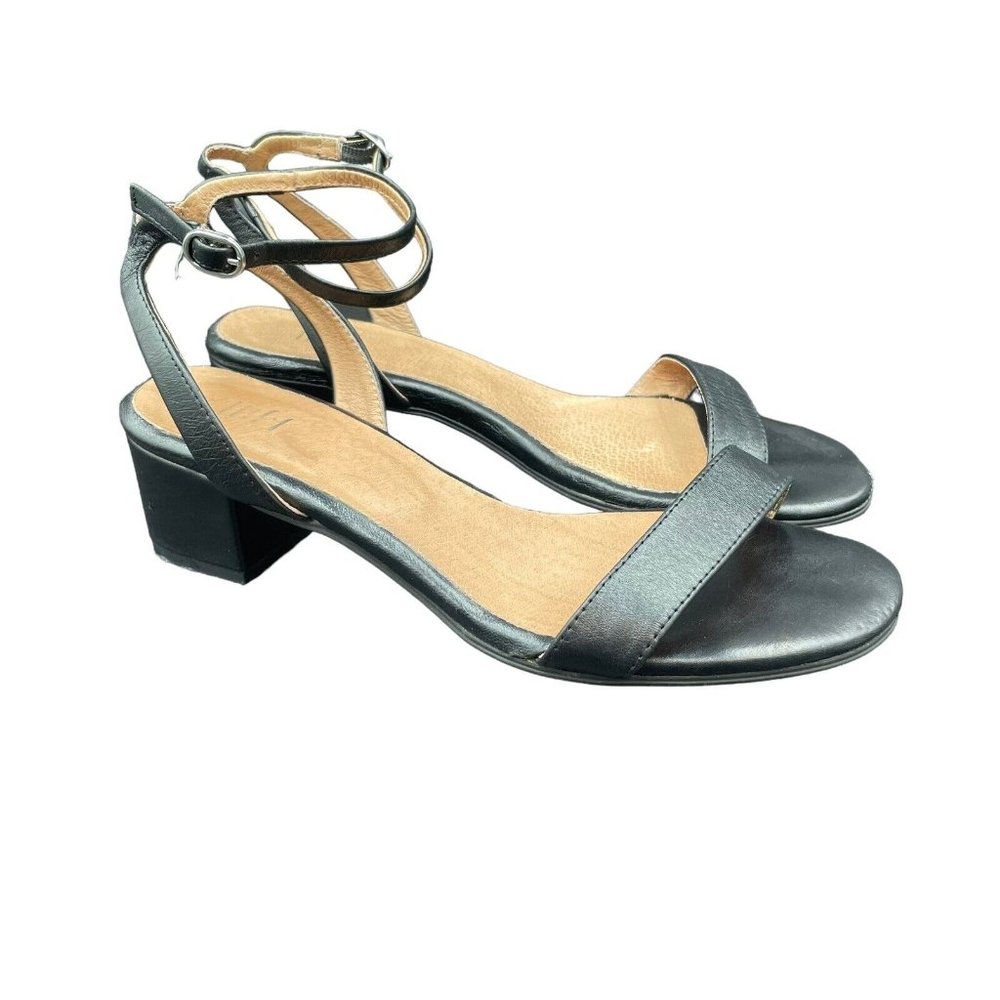 J.Jill Ariane Block-Heel Sandals Womens 7.5 M Black Ankle Strap